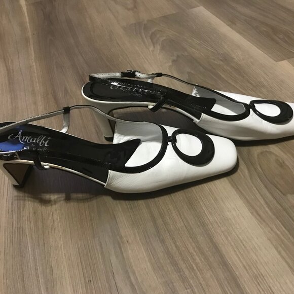 Amalfi Ladies Black And White Leather Shoe Size 9.5 - Picture 5 of 6
